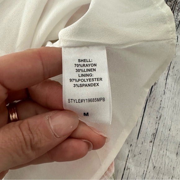 DO + BE Linen Blend Orange Floral Tie Front Blouse - Picture 7 of 8